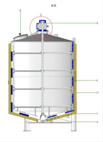 Opslagtank tekening doorsnee isolatie